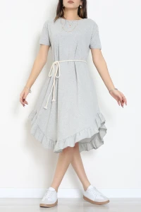 Oversize Süprem Kumaş Elbise Gri - 71016.1748.