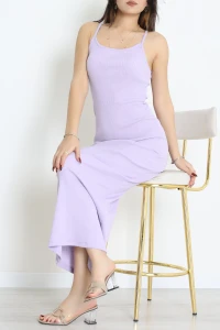 İp Askılı Maksi Boy Kaşkorse Elbise Lila - 71022.1748.