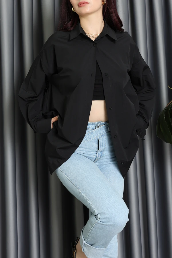 Sırt Detaylı Gömlek Siyah - 24836.396.