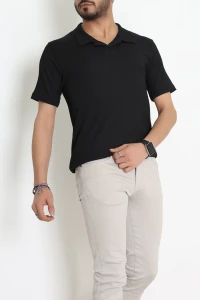 Polo Yaka Bürümcük Erkek Tişört Siyah - 70928.1937.