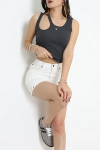 Omuz Dekolteli Kaşkorse Body Antrasit - 71067.1748.