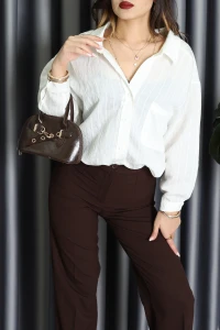 Oversize Gömlek Ekru - 4758.1995.