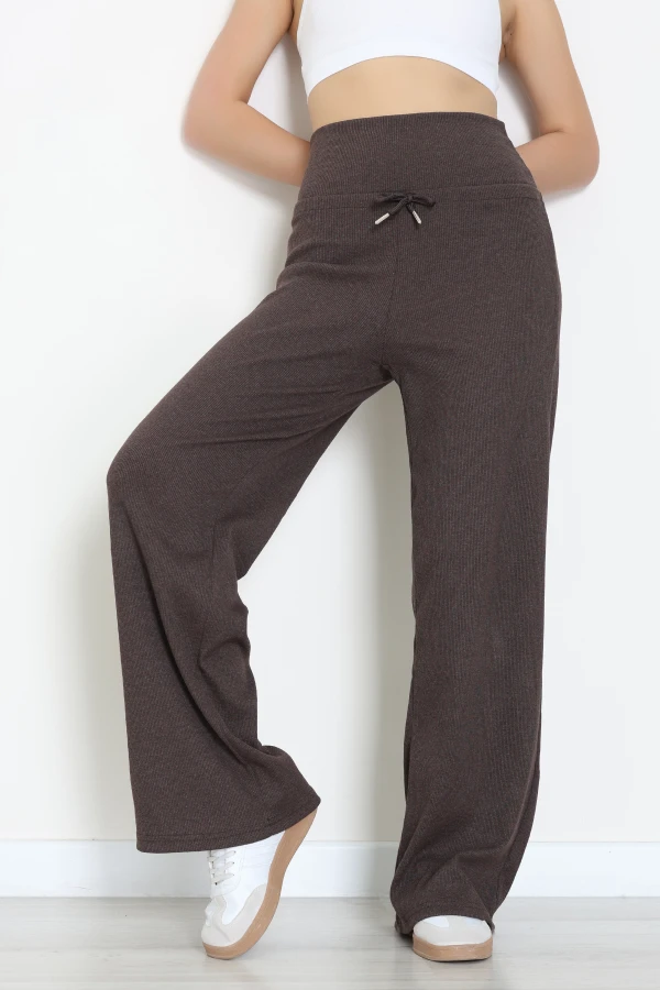 Yıkamalı Kaşkorse Palazzo Pantolon Kahve - 70895.1567.