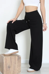 Yıkamalı Kaşkorse Palazzo Pantolon Siyah - 70895.1567.