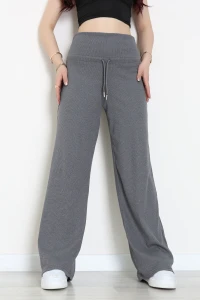 Yıkamalı Kaşkorse Palazzo Pantolon Füme - 70895.1567.
