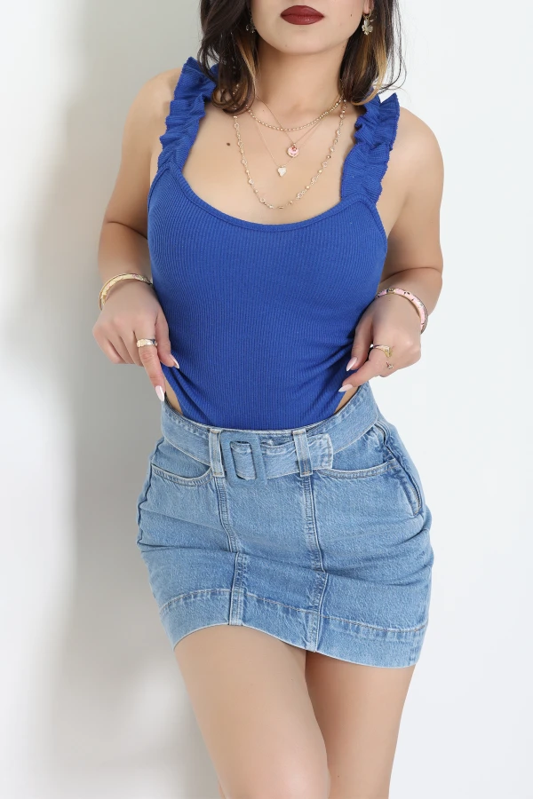 Kolları Fırfır Detaylı Kaşkorse Çıtçıtlı Body Saks - 71066.1748.