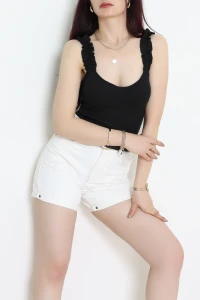 Kolları Fırfır Detaylı Kaşkorse Çıtçıtlı Body Siyah - 71066.1748.