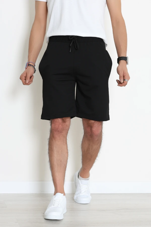 2 İplik Fleto Cepli Erkek Şort Siyah - 71085.2066.