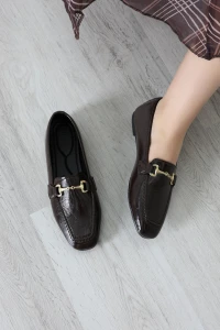 Rugan Tokalı Loafer Babet Kahve - 32009.1932.