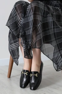 Rugan Tokalı Loafer Babet Siyah - 32009.1932.