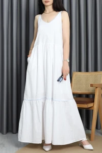 Keten Elbise Beyaz - 41566.308.