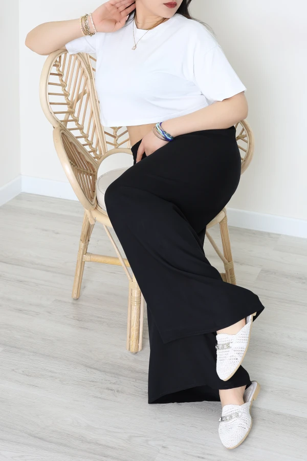 Battal Dokuma Viskon Pantolon Siyah - 71111.1992.