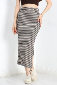 Çizgili Kaşkorse Etek Kahvebej1 - 90330.1567.