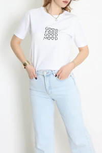 Suprem Nakışlı Tişört Beyaz - 31886.1878.