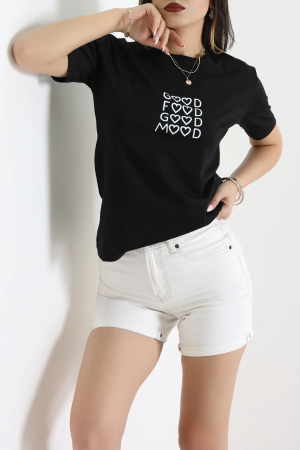 Suprem Nakışlı Tişört Siyah - 31886.1878.