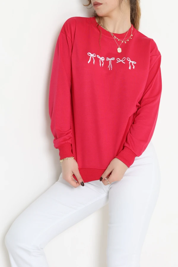 2 İplik Baskılı Sweat Fuşyaekru - 42718.1878.