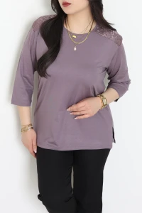 Kolları Dantel Detay Büyük Beden Vizon - 50349.1954.