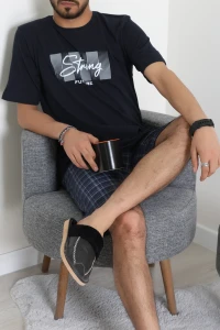 Süprem Erkek Şortlu Pijama Takımı Koyulacivert - 70945.1961.