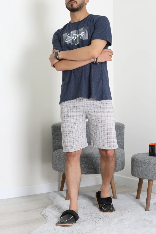 Süprem Erkek Şortlu Pijama Takımı Koyuindigo - 70945.1961.