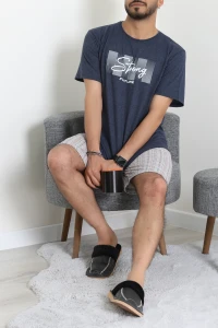 Süprem Erkek Şortlu Pijama Takımı Koyuindigo - 70945.1961.