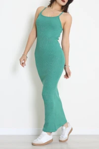 İp Askılı Maksi Boy Kaşkorse Elbise Yeşil - 71022.1748.