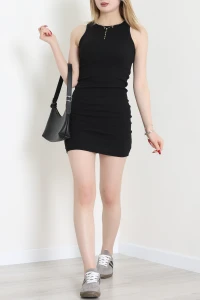 Bisiklet Yaka Kaşkorse Elbise Siyah - 71031.1748.