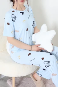 Milan Alt Üst Aynı Pijama Takımı Mavisiyah - 792.1287.