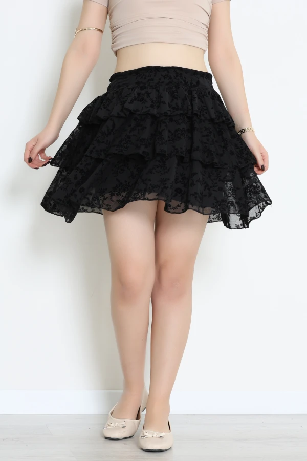 Flok Baskılı Kat Etek Siyah - 4172.1247.