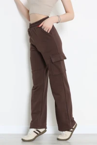 Kargo Cepli 3 İp Lik Şardonsuz Eşofman Altı Kahve - 52135.1878.