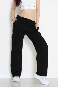 Kargo Cepli 3 İp Lik Şardonsuz Eşofman Altı Siyah - 52135.1878.