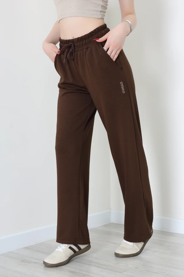 Modal Baskılı Bol Paça Eşofman Altı Kahve - 71112.102.