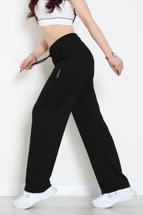 Modal Baskılı Bol Paça Eşofman Altı Siyah - 71112.102.