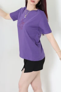 Suprem Baskılı Tişört Mor - 31884.1878.