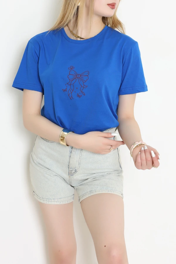 Suprem Baskılı Tişört Saks - 31884.1878.