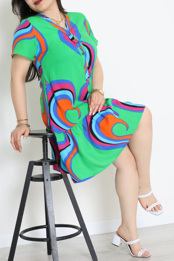 Büyük Beden Elbise Rengarenk - 32377.034.