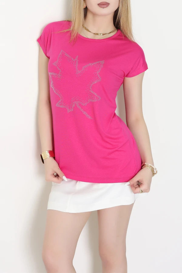 Yaprak Desenli Bluz Koyupembe - 43984.599.