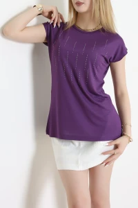 Önü Taş Detaylı Bluz Mor - 43987.599.