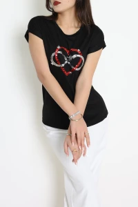 Kalp Baskılı Bluz Siyah - 43997.599.