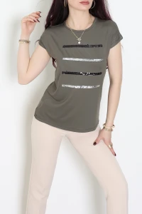 Şerit Detaylı Bluz Haki - 44002.599.