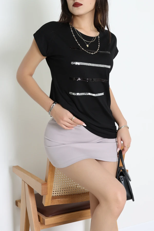 Şerit Detaylı Bluz Siyah - 44002.599.