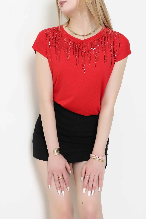 Pul Detaylı Bluz Kırmızı - 44003.599.