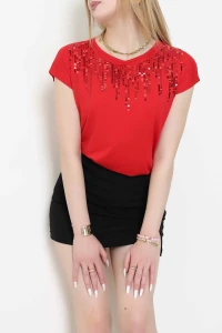 Pul Detaylı Bluz Kırmızı - 44003.599.