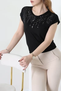 Pul Detaylı Bluz Siyah - 44003.599.