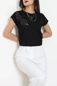 Pul Detaylı Bluz Siyah - 44007.599.