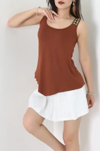 Omuz Detay Viskon Bluz Kahve - 44009.599.