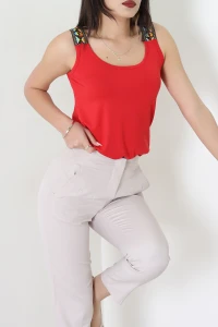 Omuz Detay Viskon Bluz Kırmızı - 44009.599.