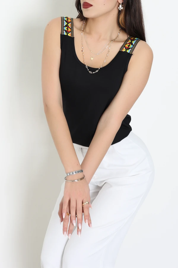 Omuz Detay Viskon Bluz Siyah - 44009.599.