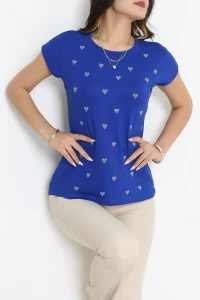 Taşlı Viskon Bluz Saks - 70387.599.