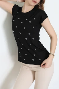 Taşlı Viskon Bluz Siyah - 70387.599.