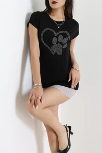 Kalp İşlemeli Bluz Siyah - 71138.599.